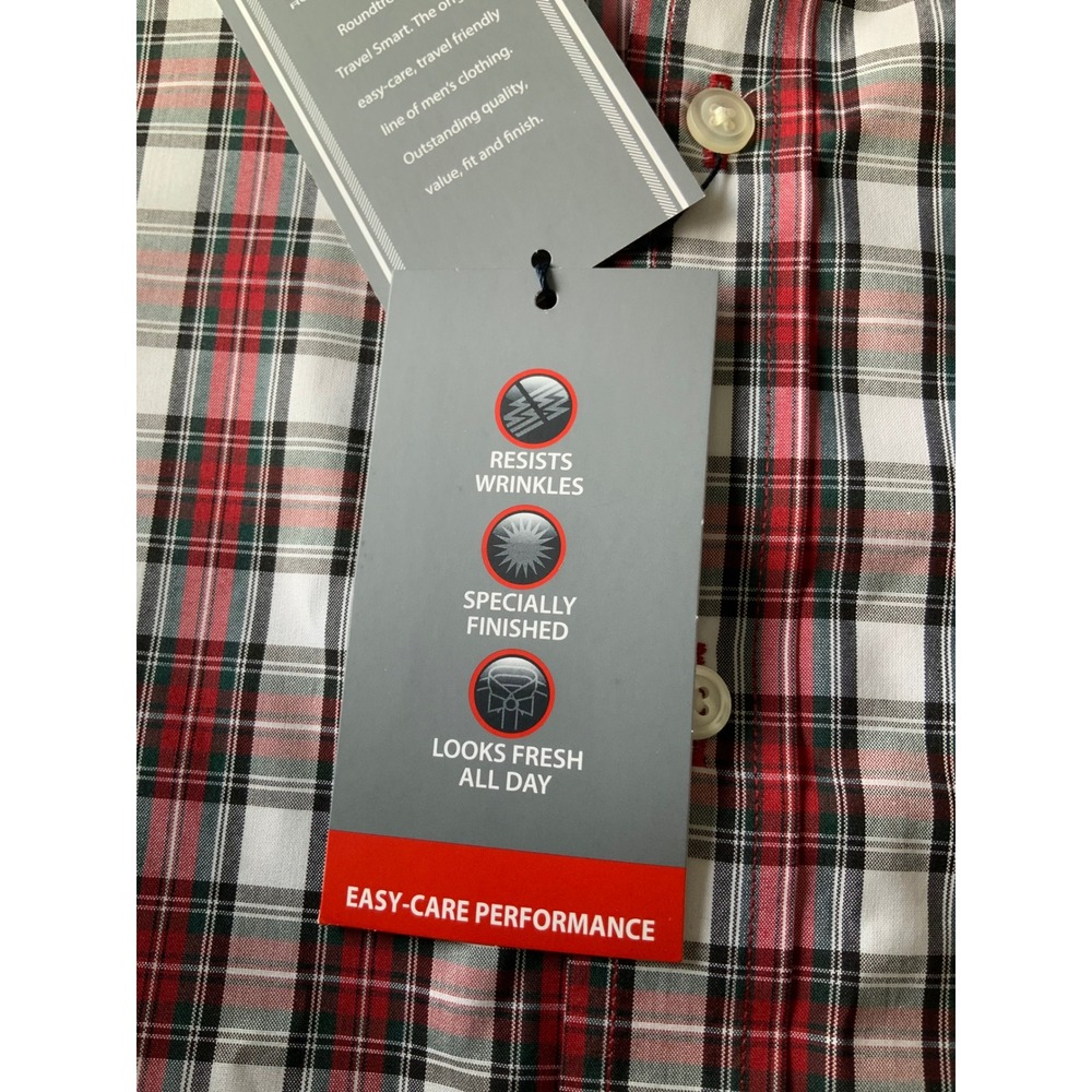 Roundtree & Yorke Travel Smart btton down shirt 2XB re black white plaid - Picture 10 of 10